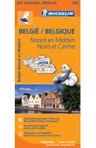 Carte régionale noord-en midden-belgie / belgique nord et centre