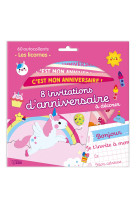 8 invitations anniversaire licornes