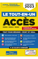 Le tout-en-un acces - 18 sujets corriges - 20 tutos offerts - esdes, essca, ieseg - concours 2023