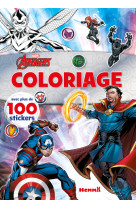 Marvel avengers - coloriage avec plus de 100 stickers (captain america et dr strange)