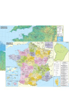 France carte administrative et physique  1/1.500.000 (sans barres alu, 95 * 67 cm)