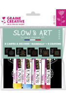 Slow & art sachet 5 cartes et 4 crayons mandala