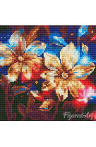 Broderie diamant avec cadre 25x25 fleurs dorees brillantes