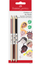 Crayons de couleur peau enfants du monde blister de 3