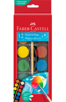 Pastilles de gouache boite plastique de 12 couleurs