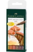 Feutres pitt artist brush etui de 6 terre