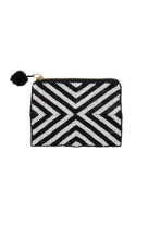 Pochette zippee perlee noir et blanc