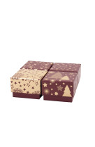 Boite cadeau noel 6x6 or et bordeaux ass