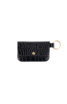 Porte-monnaie simili cuir croco noir