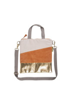 Tote bag crossover avec zip 30x30 velour beige et orange