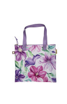 Tote bag avec zip 40x35 fleurs mauves