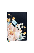 Carnet a5 dots fleurs fond noir