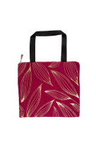 Tote bag avec zip 40x35 velour cotele bordeaux feuilles or