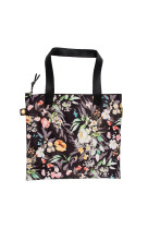 Tote bag avec zip 40x35 fleurs sur fond noir