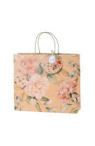 Sac cadeau 32.5x37 fleurs fond kraft