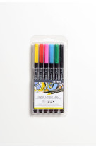 Feutre aqua brush duo etui de 6 couleurs de base