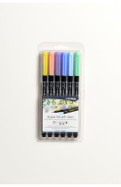 Feutre aqua brush duo etui de 6 pastels