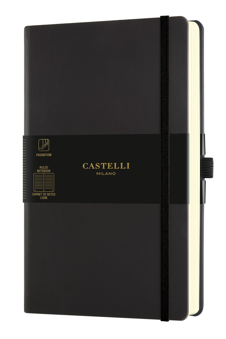 CARNET AQUARELA GRAND FORMAT LIGNE NOIR SEPIA -  CASTELLI - CASTELLI MILANO