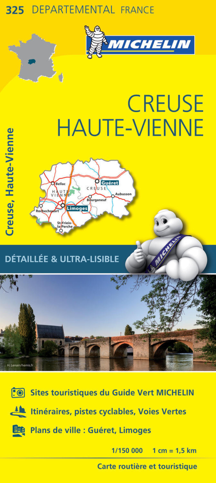 CARTE DEPARTEMENTALE 325 CREUSE, HAUTE-VIEN NE - XXX - MICHELIN