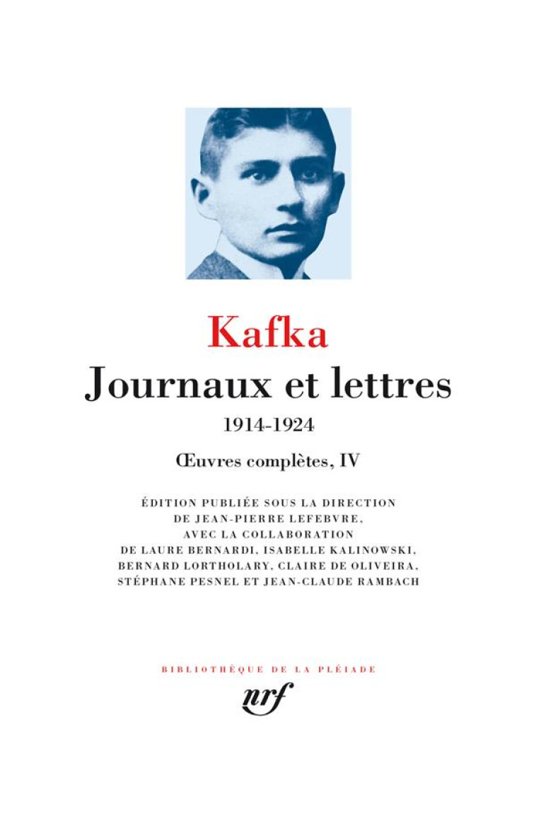 JOURNAUX ET LETTRES 1914-1924 - OC IV - FRANZ KAFKA - GALLIMARD