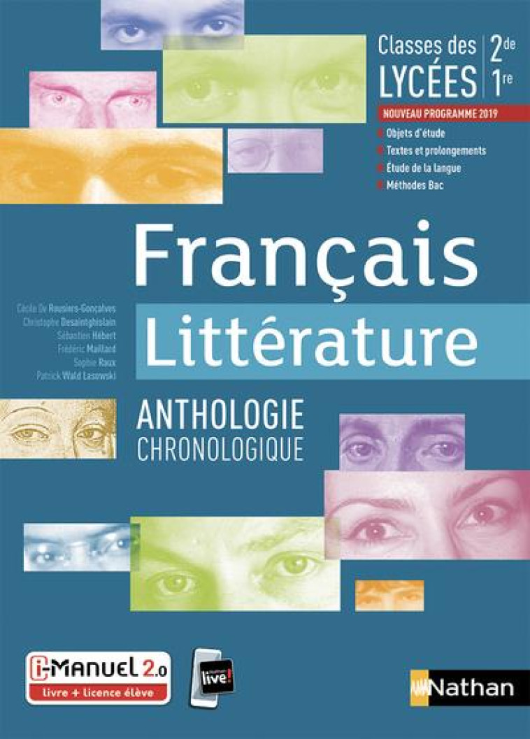 FRANCAIS LITTERATURE ANTHOLOGIE CHRONOLO GIQUE 2E/1ERE - COLLECTIF - CLE INTERNAT