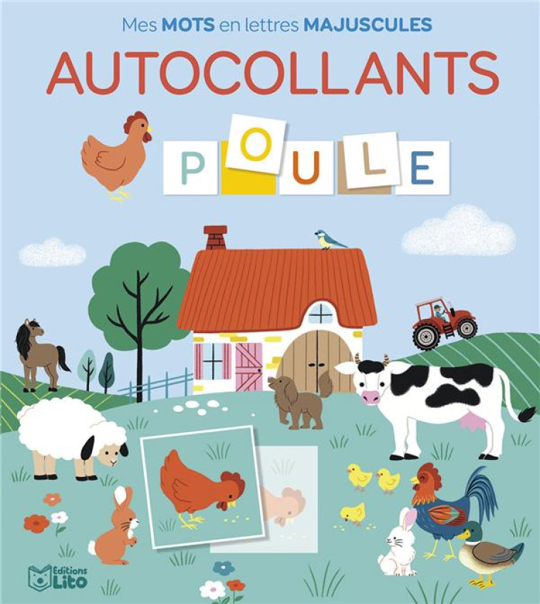 MES MOTS EN LETTRES MAJUSCULES AUTOCOLLANTS POULE - XXX - LITO