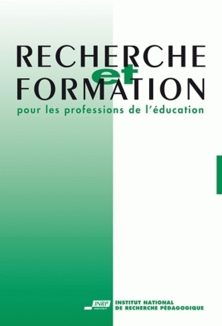 RECHERCHE ET FORMATION, N  035/2000. FORMES ET DISPOSITIFS DE LA PROF ESSIONNALISATION - ALTET MARGUERITE, BO - ENS LYON