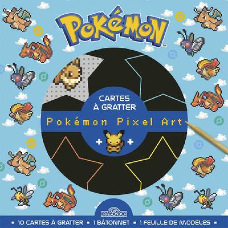 CARTES A GRATTER - POKEMON PIXEL ART PIXEL - DRACAUFEU, DRACOLOSSE, ROUCARNAGE - THE POKEMON COMPANY - NC