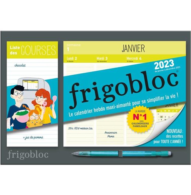 MINI FRIGOBLOC HEBDOMADAIRE 2023 - CALENDRIER D'ORGANISATION FAMILIALE / SEM  (DE JANV. A DEC. 2023) - XXX - NC