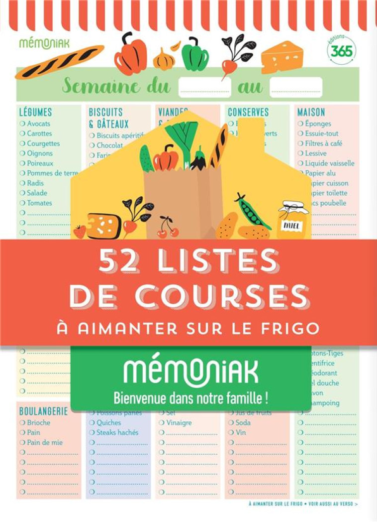 52 LISTES DE COURSES MEMONIAK - BLOC AIMANTE A COMPLETER - XXX - NC