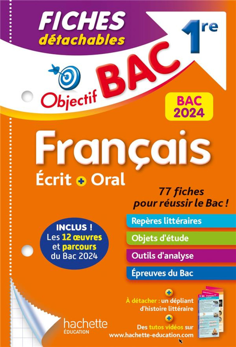 FICHES DETACHABLES FRANCAIS 1RE BAC 2024 - PINCON/SOURISSE - HACHETTE