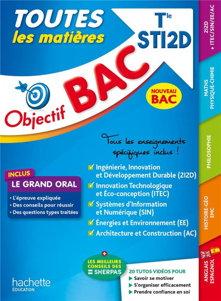 OBJECTIF BAC TOUTES LES MATIERES TLE STI2D 2024 - BENGUELLA/BLANC/YAHI - HACHETTE