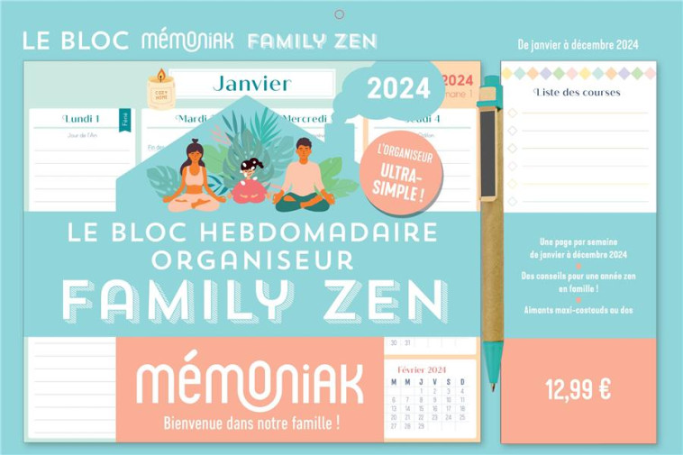 LE BLOC HEBDOMADAIRE MEMONIAK ORGANISEUR FAMILY ZEN 2024 - XXX - NC