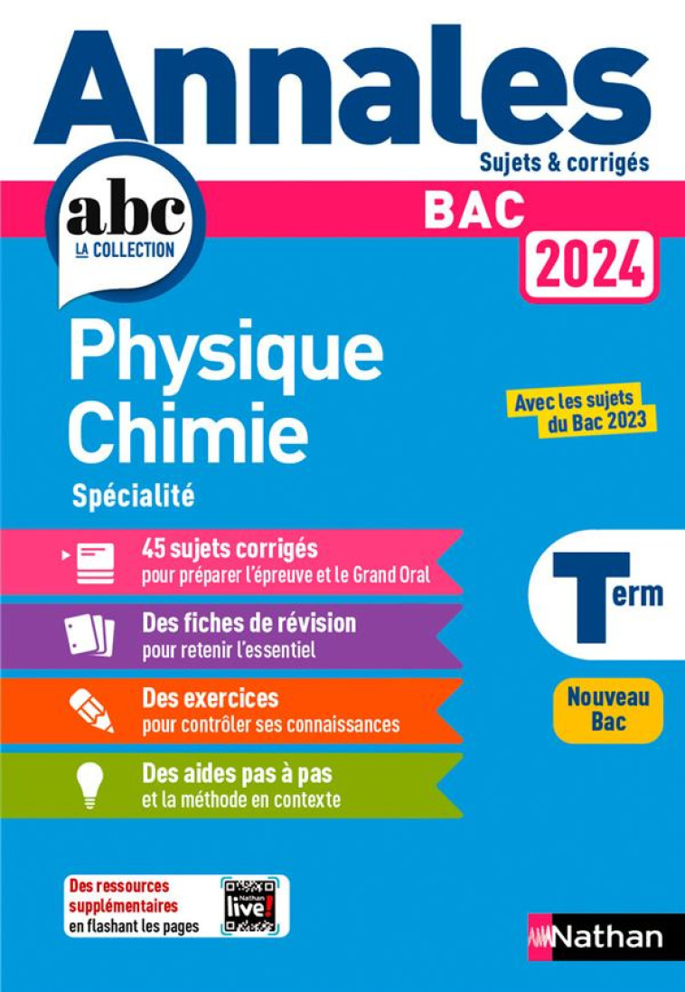 ANNALES BAC PHYSIQUE CHIMIE TLE 2024 - MARTEAU-BAZOUNI K. - CLE INTERNAT