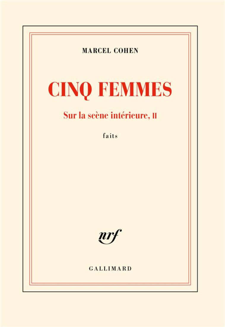 CINQ FEMMES - COHEN MARCEL - GALLIMARD