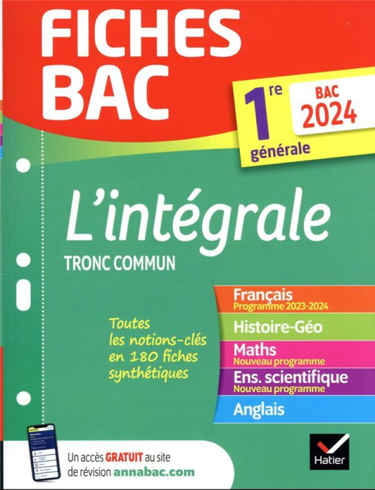 FICHES BAC L-INTEGRALE DU TRONC COMMUN 1RE GENERALE BAC 2024 - COLLECTIF - DIDIER