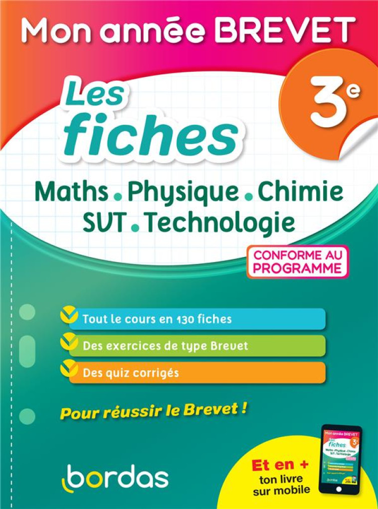 FICHES MATHS PHYSIQUE CHIMIE SVT TECHNO 3E 2021 - GELEBART/LIENHARD - BORDAS