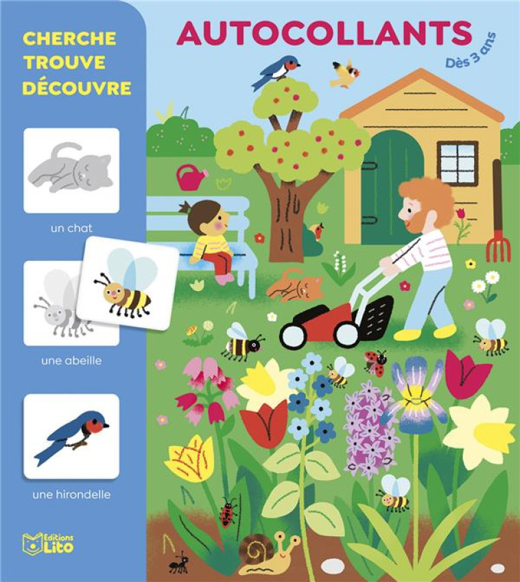 CHERCHE TROUVE DECOUVRE - LE JARDIN EN AUTOCOLLANTS - LUTHRINGER - LITO