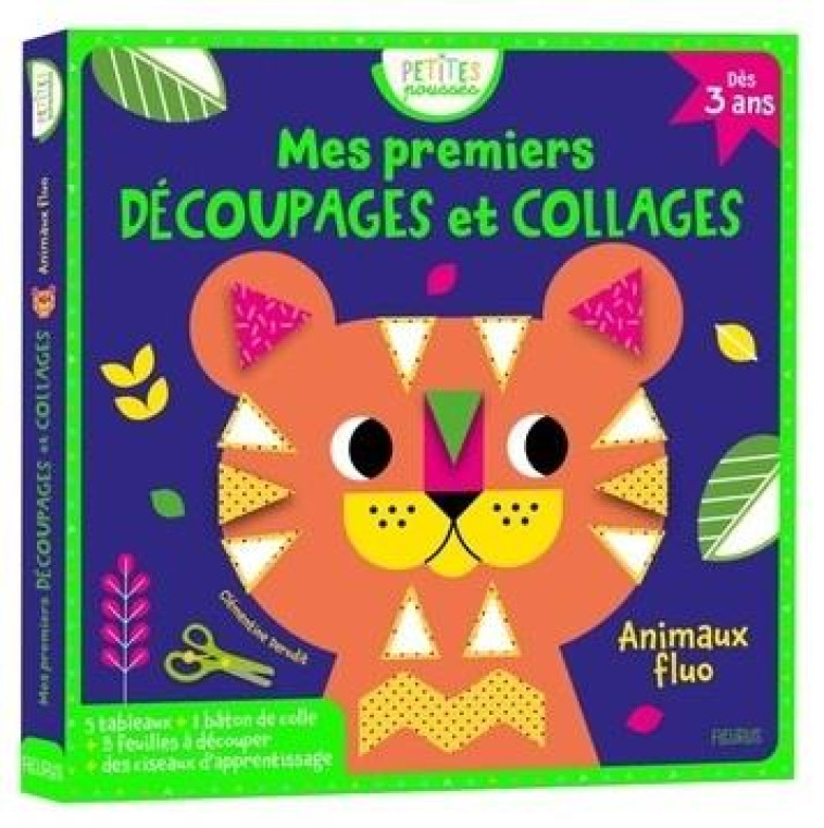 MES PREMIERS DECOUPAGES ET COLLAGES - ANIMAUX FLUO - DERODIT CLEMENTINE - NC