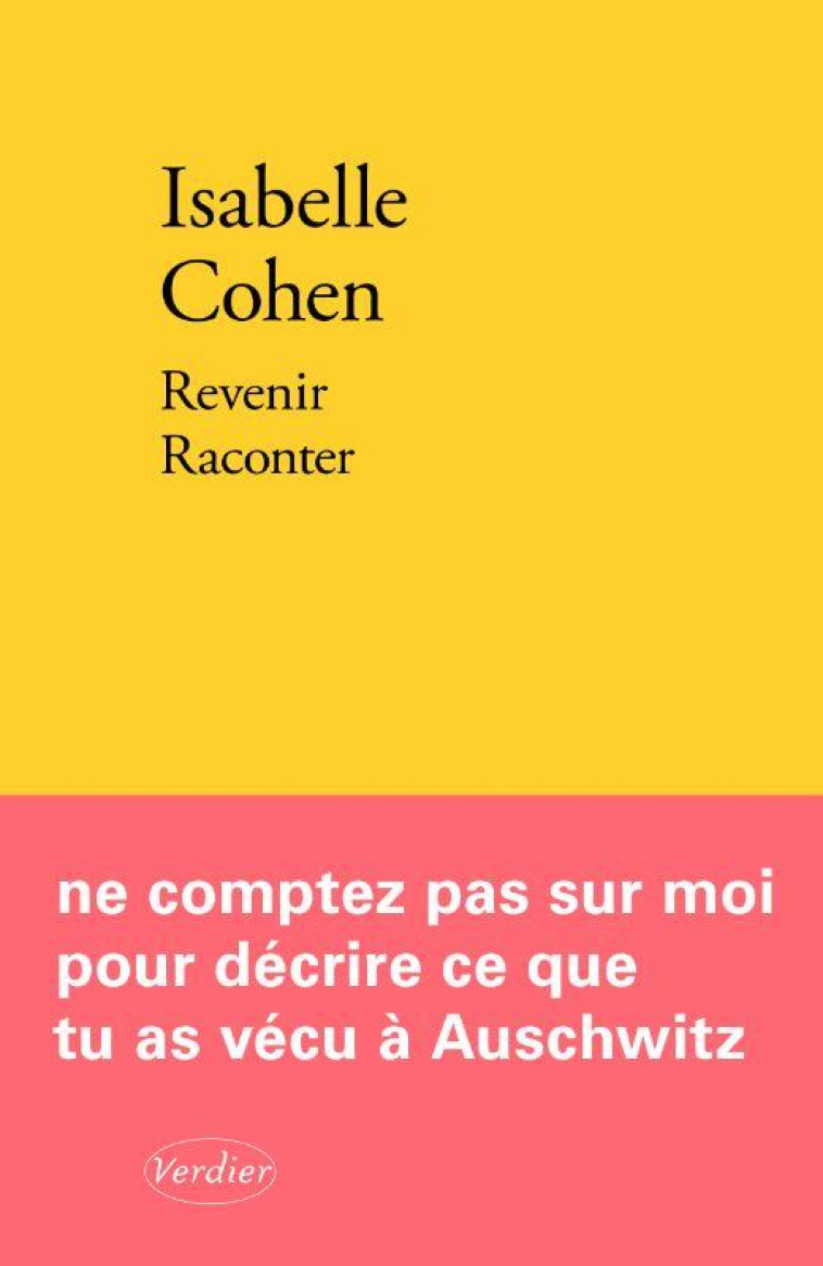 REVENIR RACONTER - COHEN ISABELLE - VERDIER