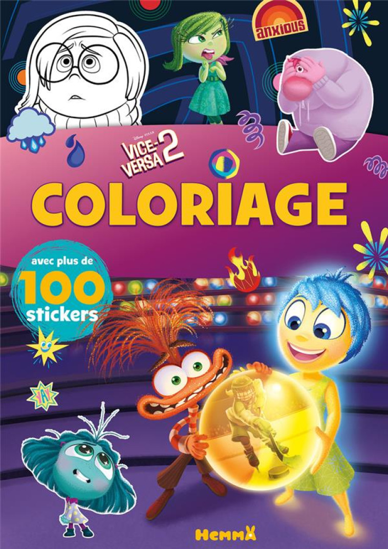 DISNEY PIXAR VICE-VERSA 2 - COLORIAGE AVEC PLUS DE 100 STICKERS - COLLECTIF - HEMMA