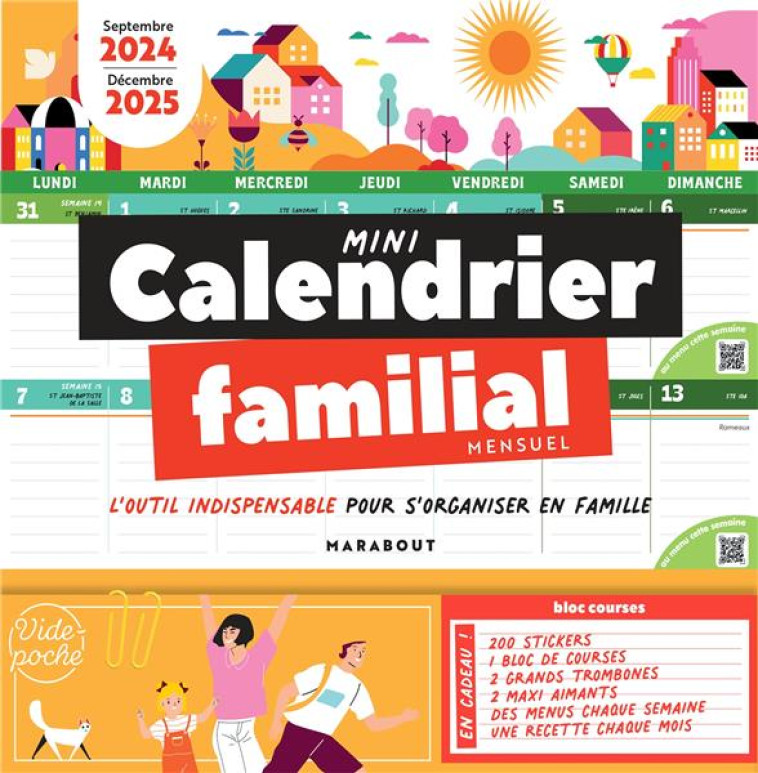 MINI CALENDRIER FAMILIAL MENSUEL - SEPTEMBRE 2024-DECEMBRE 2025 - COLLECTIF - NC