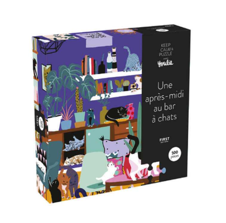 COFFRET PUZZLE UNE APRES-MIDI AU BAR A CHATS - COLLECTIF - FIRST