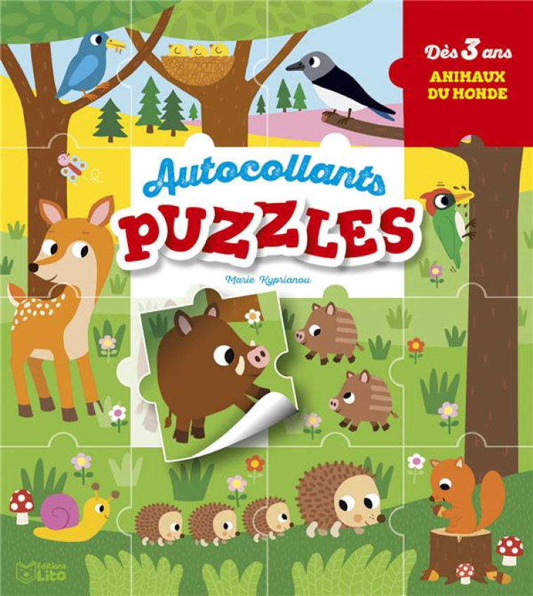 AUTOCOLLANTS PUZZLES ANIMAUX DU MONDE - MARIE KYPRIANOU - LITO