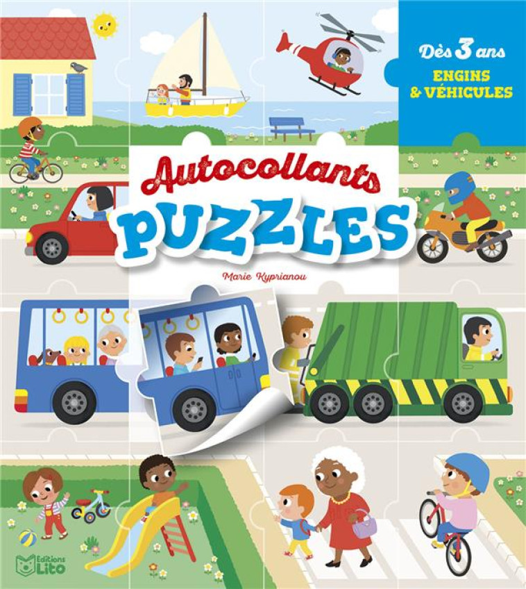 AUTOCOLLANTS PUZZLES ENGINS ET VEHICULES - MARIE KYPRIANOU - LITO