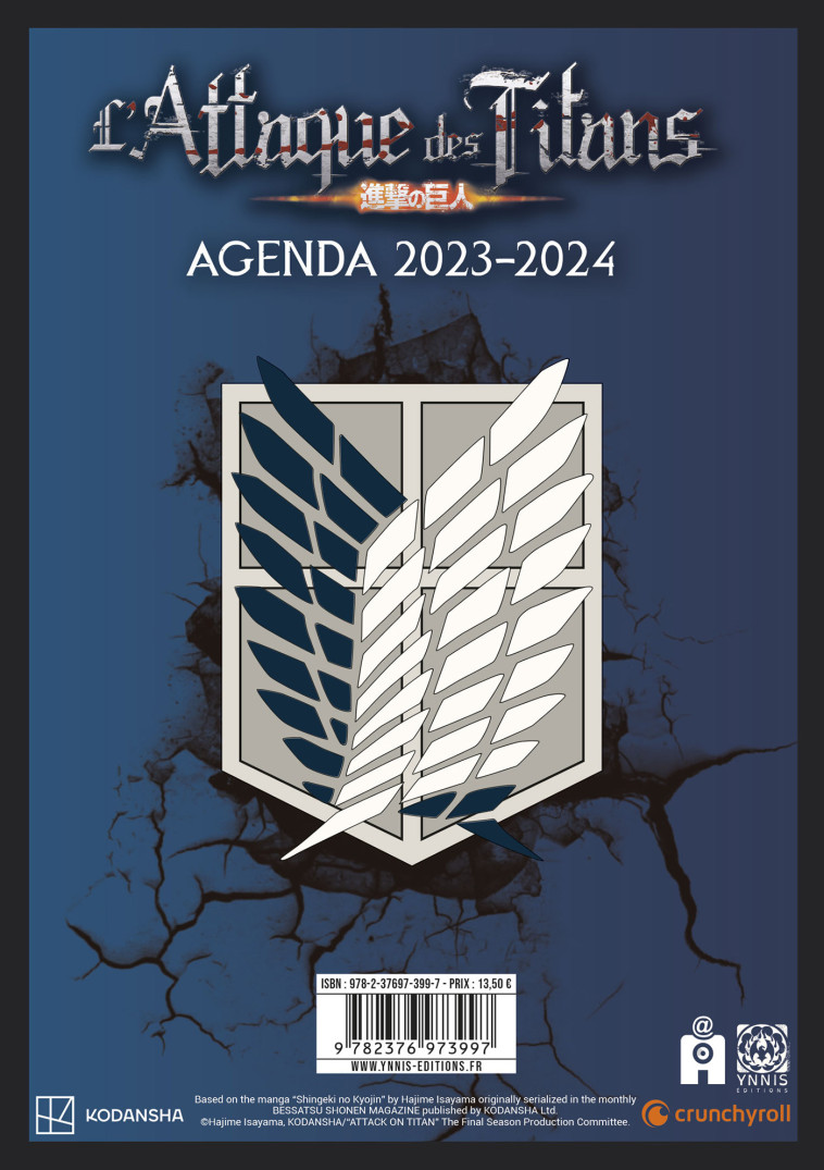 AGENDA 2023-2024 ATTAQUE DES TITANS - XXX - YNNIS