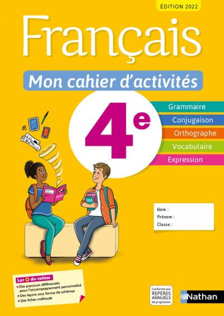 FRANCAIS - MON CAHIER D-ACTIVITES 4E - ELEVE -2022 - CAZANOVE/CALLET - CLE INTERNAT