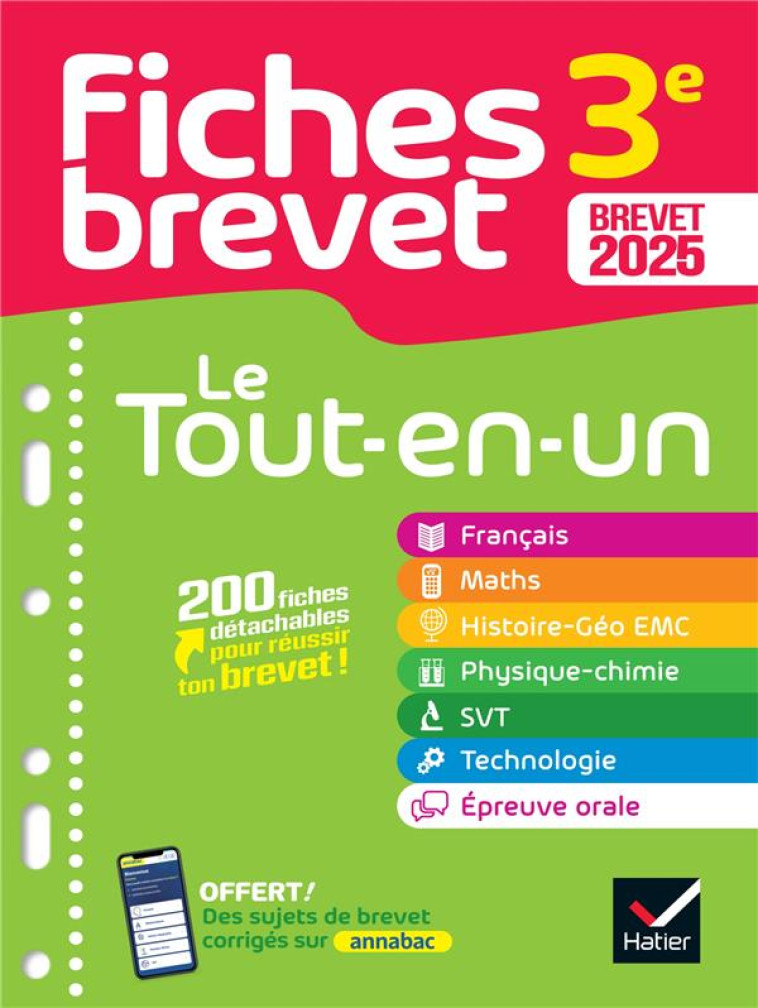 FICHES BREVET LE TOUT-EN-UN - BREVET 2025 (TOUTES LES MATIERES) - COLLECTIF - HATIER SCOLAIRE