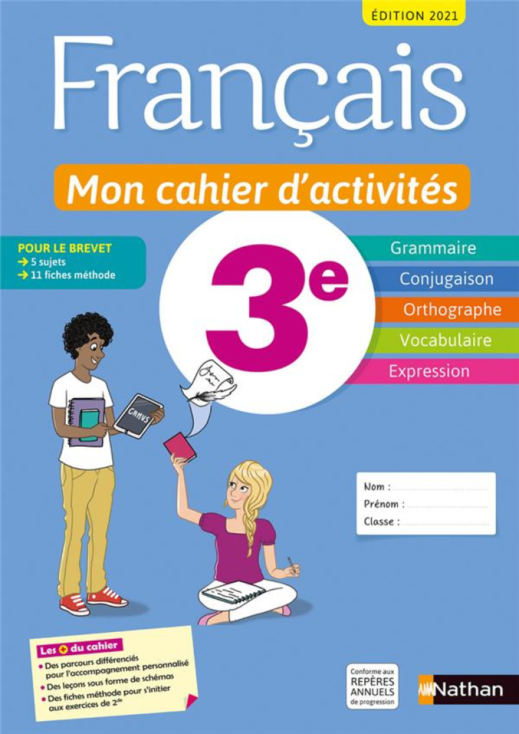 FRANCAIS MON CAHIER D-ACTIVITES 3E 2021 - CHIFFRE/REVERT - CLE INTERNAT