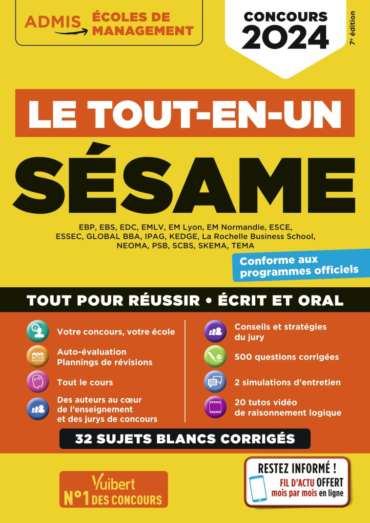 Le tout-en-un SÉSAME - 32 sujets blancs - Ecrits et oraux - Tutos offerts - Picchiottino Jean-Dominique, Guimet René, Mattern Sophie, Bonnerot Anne-Marie, Boursat Marie-Laure, Thierry-Hildenbrand Benoît, THIERRY Benoit - VUIBERT